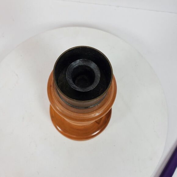 Vintage Wood Candle Holder ART 9 Inch Tall (w/ purple candle) - Picture 6 of 7